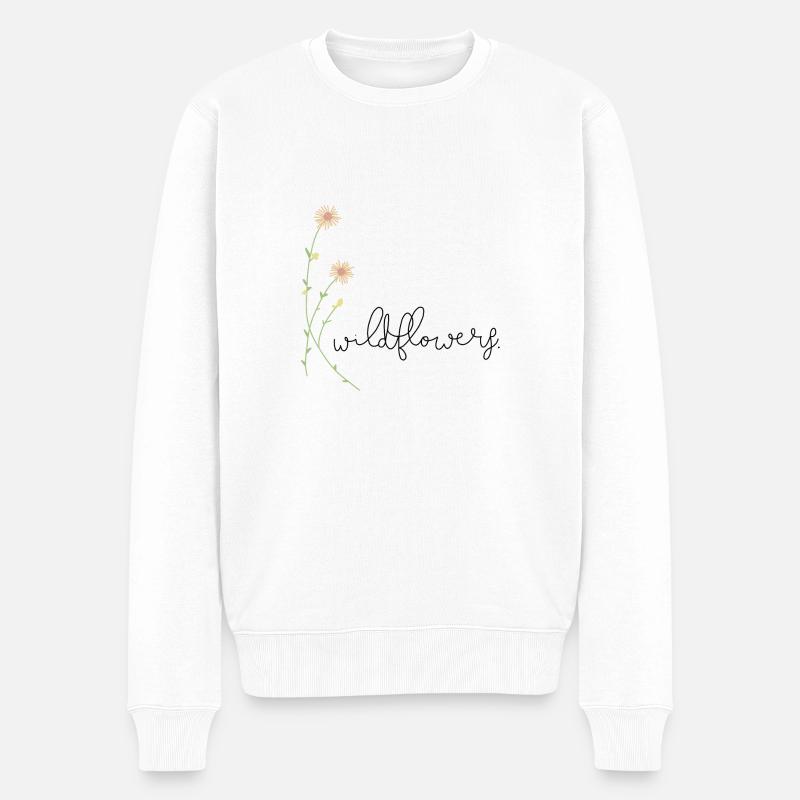 Wildflowers Blumen Handlettering - Männer Premium Bio Pullover - Weiß