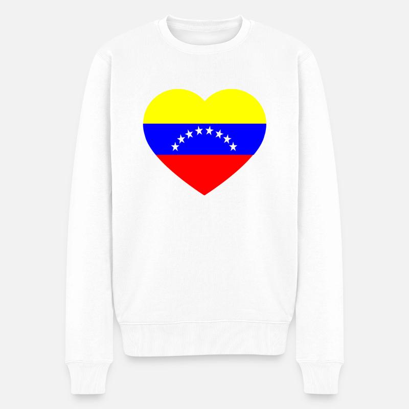 Venezuela liebt Liebe - Männer Premium Bio Pullover - Weiß
