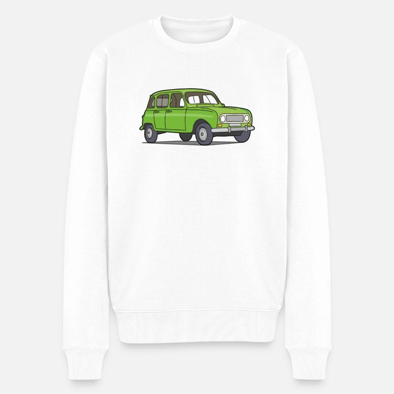 Grüner R4 (Auto) - Männer Premium Bio Pullover - Weiß