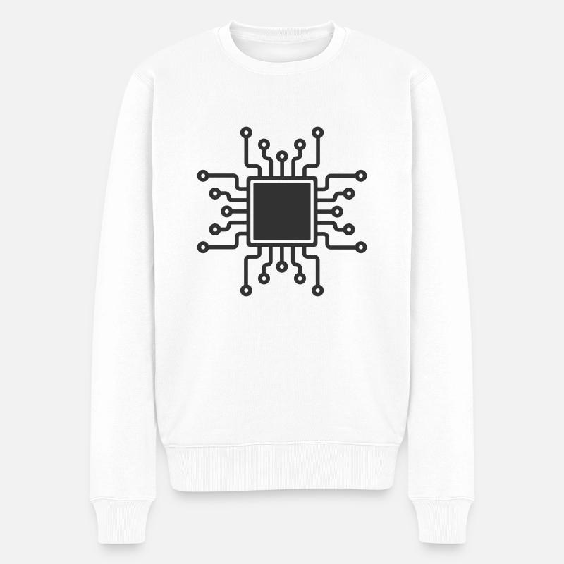 Mikrochip-CPU KI - Männer Premium Bio Pullover - Weiß