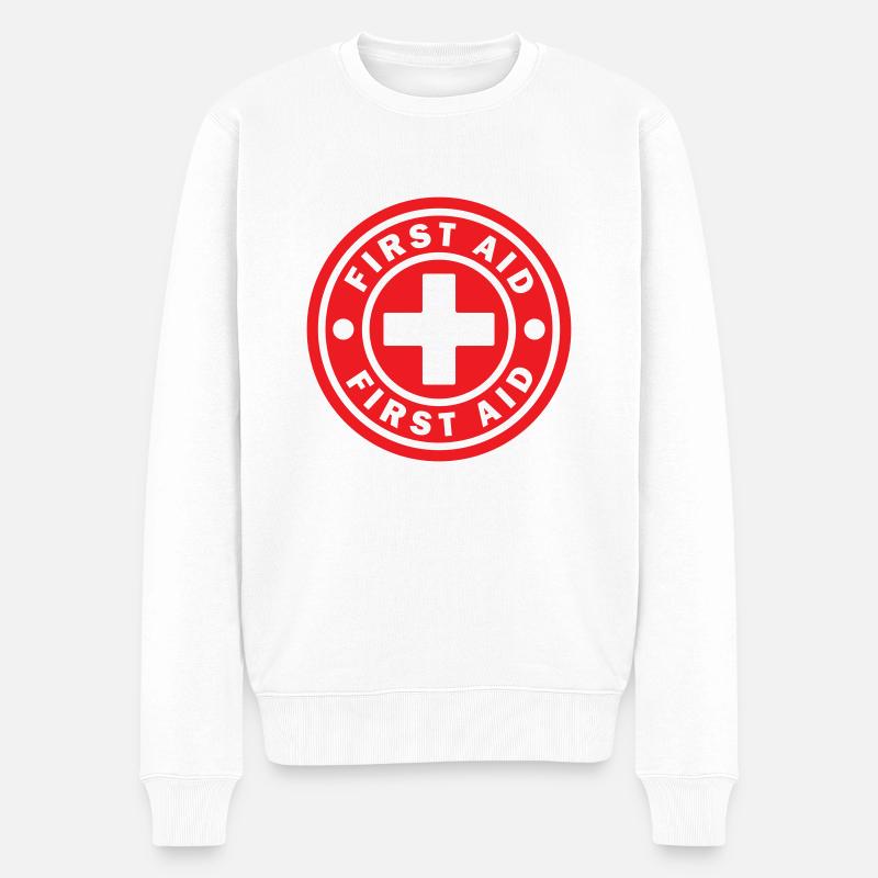 ERSTE-HILFE-SYMBOL SYMBOL ARZT KRANKENHAUS KREIS SCHILD - Männer Premium Bio Pullover - Weiß