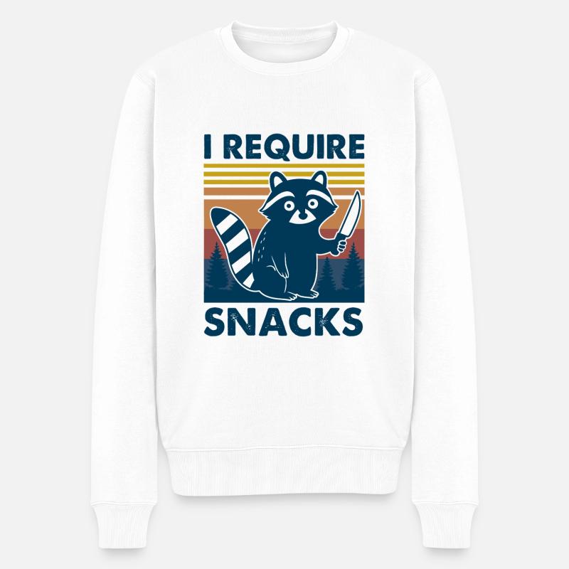 I Require Snacks Waschbär - Männer Premium Bio Pullover - Weiß