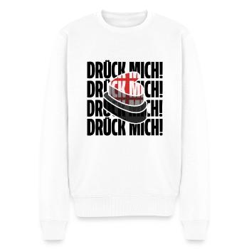 drück mich! Shirt. Lustiger Spruch - Männer Premium Bio Pullover - Weiß - Vorne - Thijin (182cm)