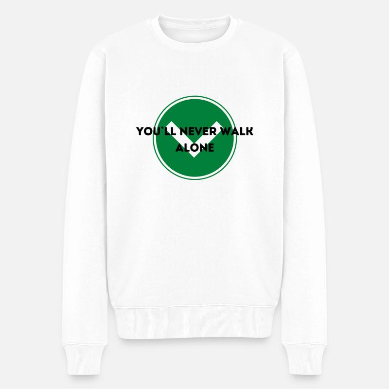 Sprüche MARBOSSTA - You ll never walk alone - Männer Premium Bio Pullover - Weiß