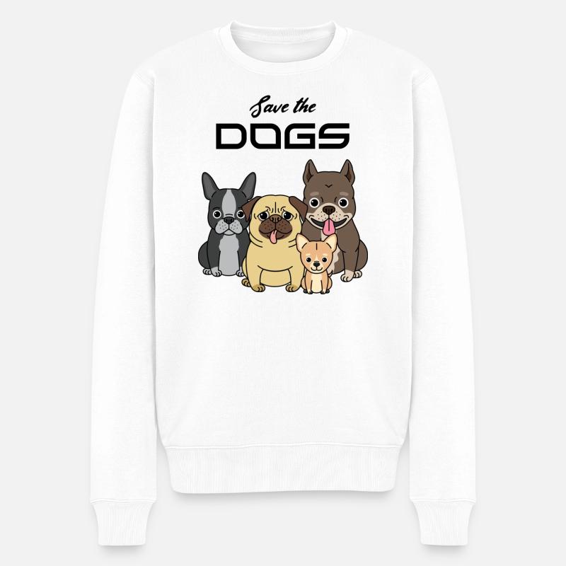 Save the dogs i love dogs - Männer Premium Bio Pullover - Weiß