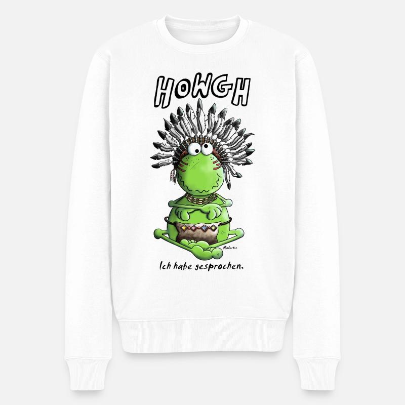 Indianer Frosch - Männer Premium Bio Pullover - Weiß