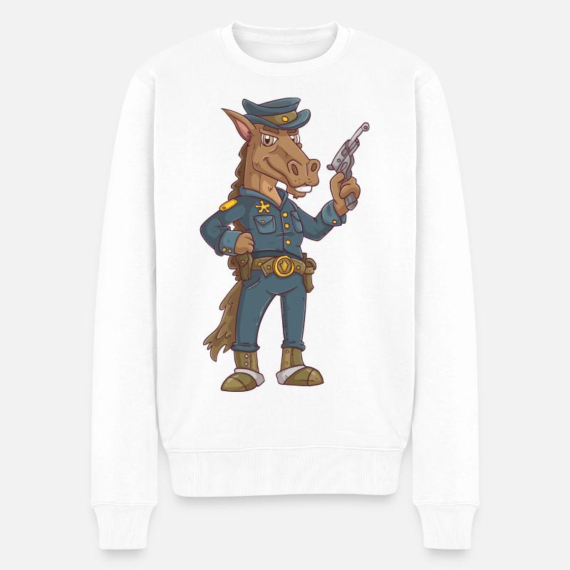 Polizei Pferd - Männer Premium Bio Pullover - Weiß
