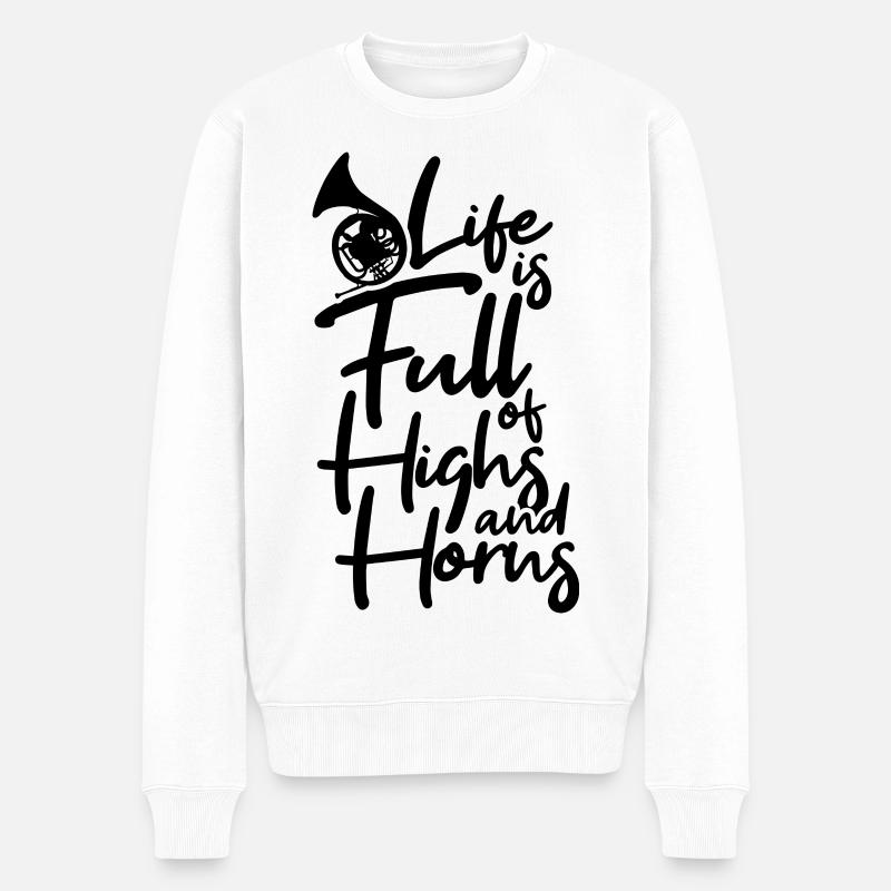 Waldhorn Witz - Männer Premium Bio Pullover - Weiß