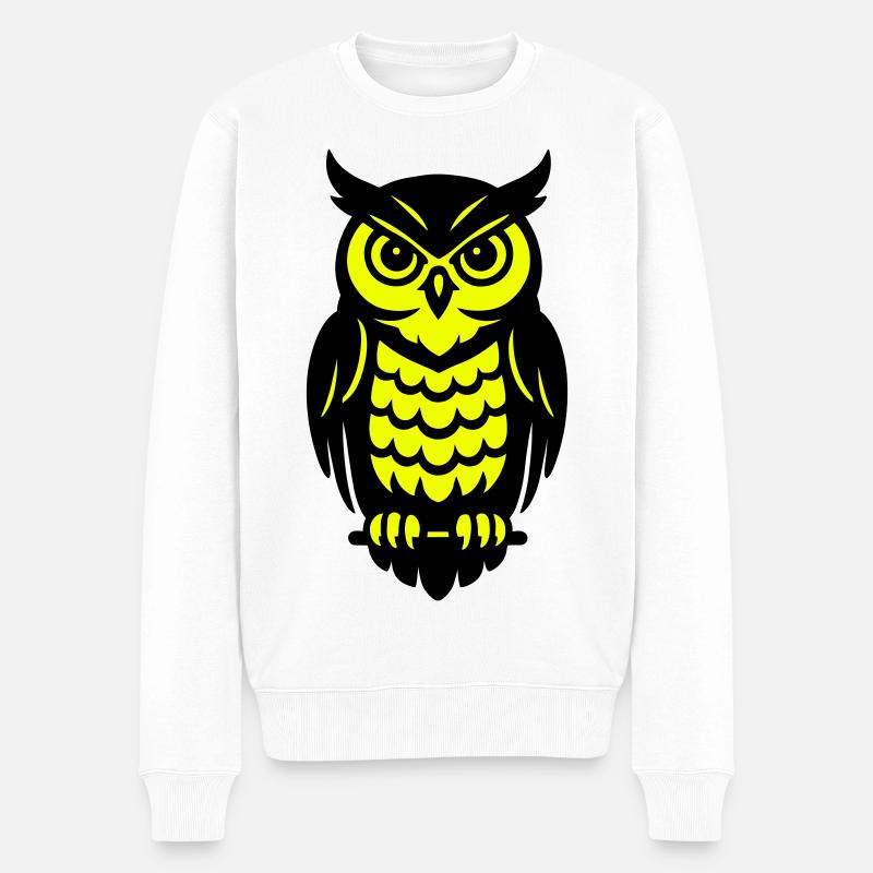 Pop Art hiboux design - Pull Premium bio Homme - blanc