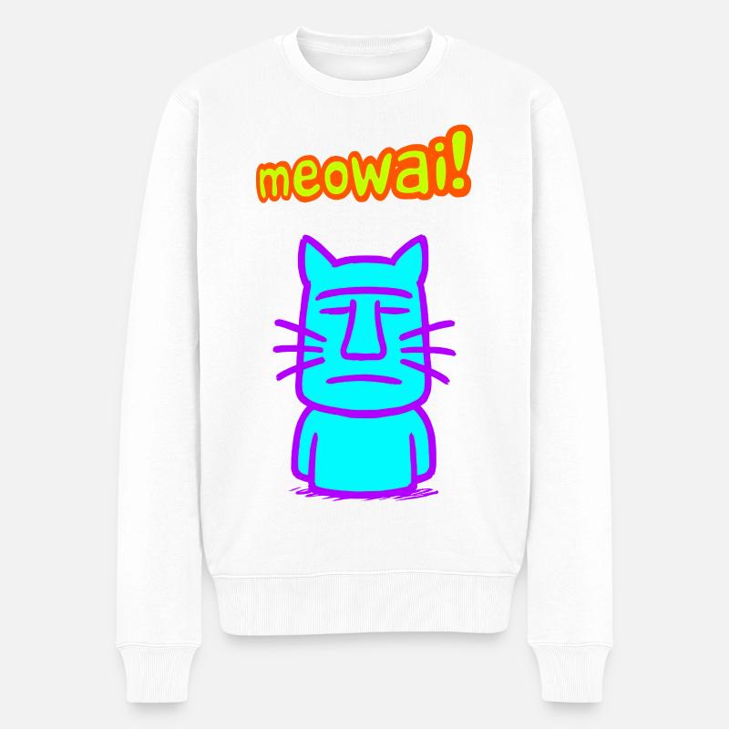 Moai Cat - Pull Premium bio Homme - blanc