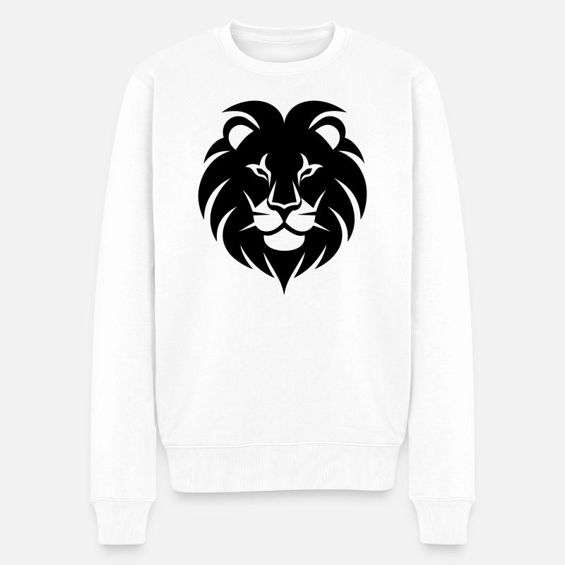Löwe - Männer Premium Bio Pullover - Weiß