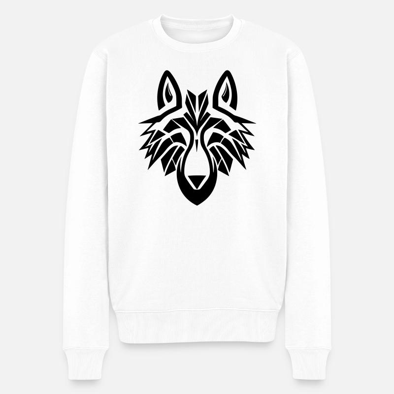 Wolf - Männer Premium Bio Pullover - Weiß