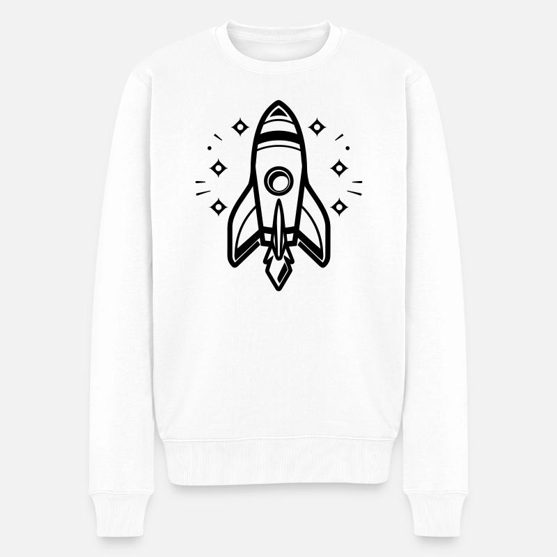 Rakete - Männer Premium Bio Pullover - Weiß