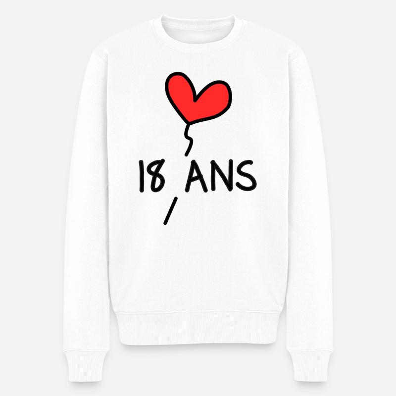 18 ANS. 18e ANNIVERSAIRE. ANNIVERSAIRE 18 ANS. 18 - Pull Premium bio Homme - blanc