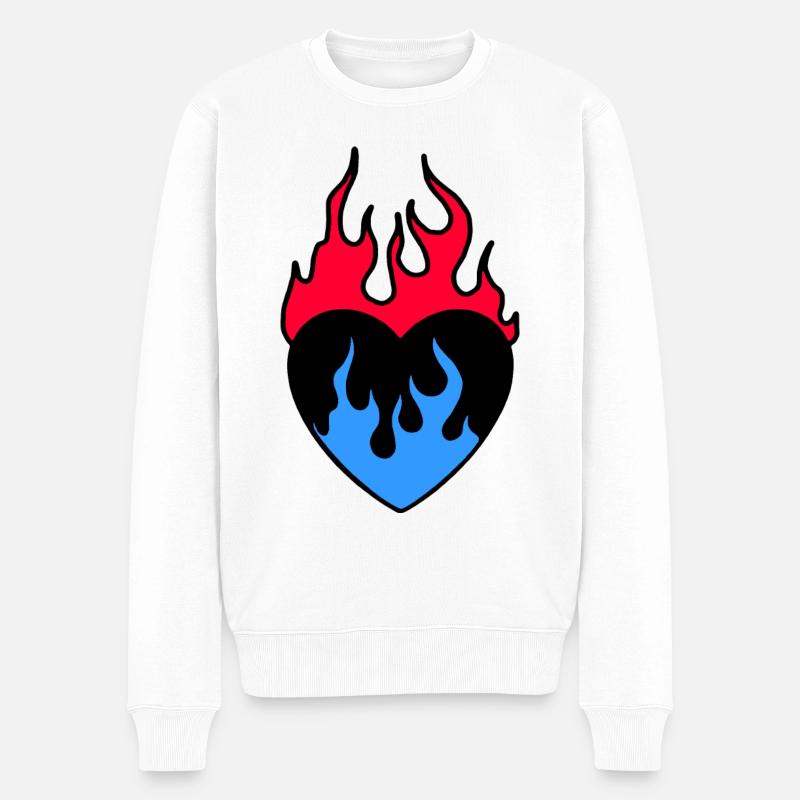 Herz - Männer Premium Bio Pullover - Weiß