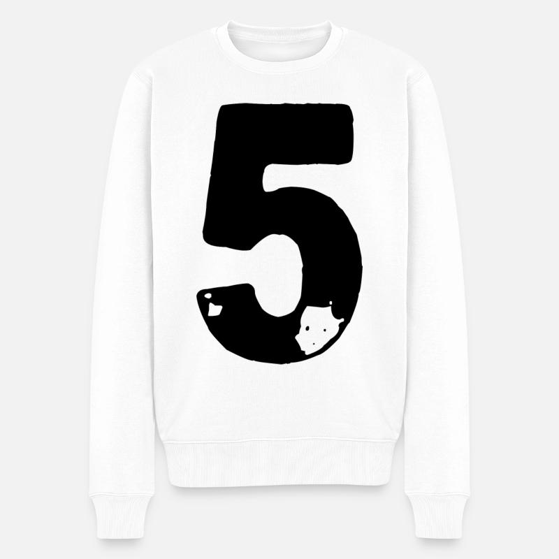 5 Zahl Trikot - Männer Premium Bio Pullover - Weiß