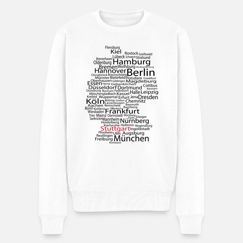 Stuttgart - Männer Premium Bio Pullover - Weiß