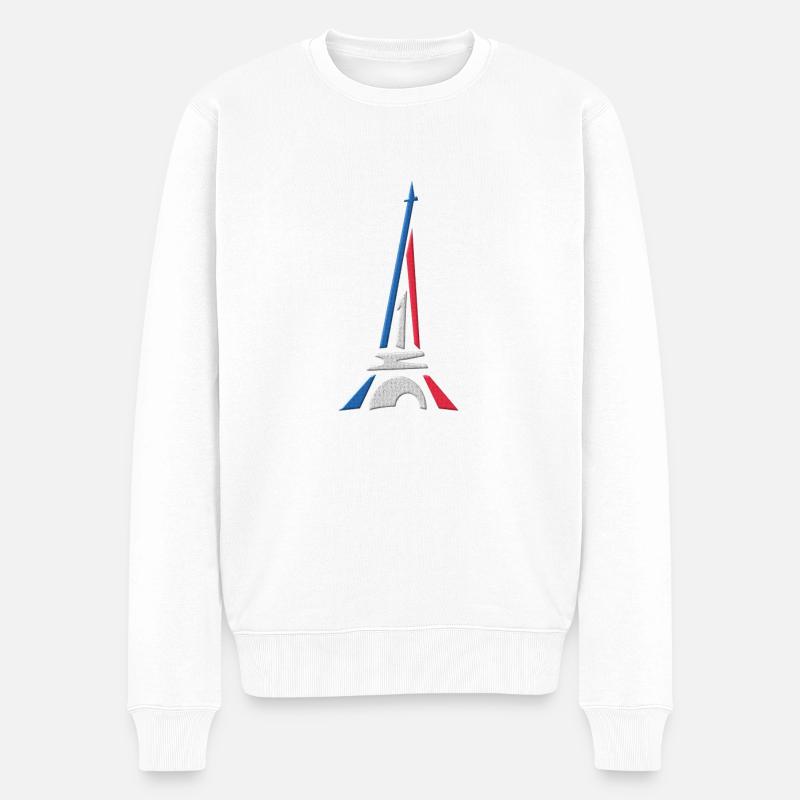 Paris und der Turm Effeil - Männer Premium Bio Pullover - Weiß