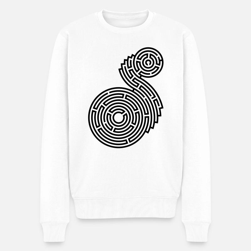 labyrinthe rond en deux parties - Pull Premium bio Homme - blanc