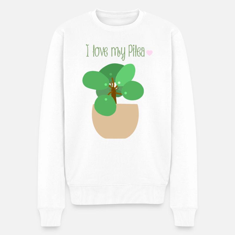 Ich liebe meine Pilea - Männer Premium Bio Pullover - Weiß
