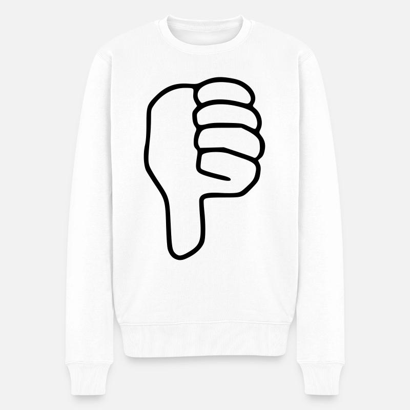 Emoji Daumen runter Skizze schwarz - Männer Premium Bio Pullover - Weiß