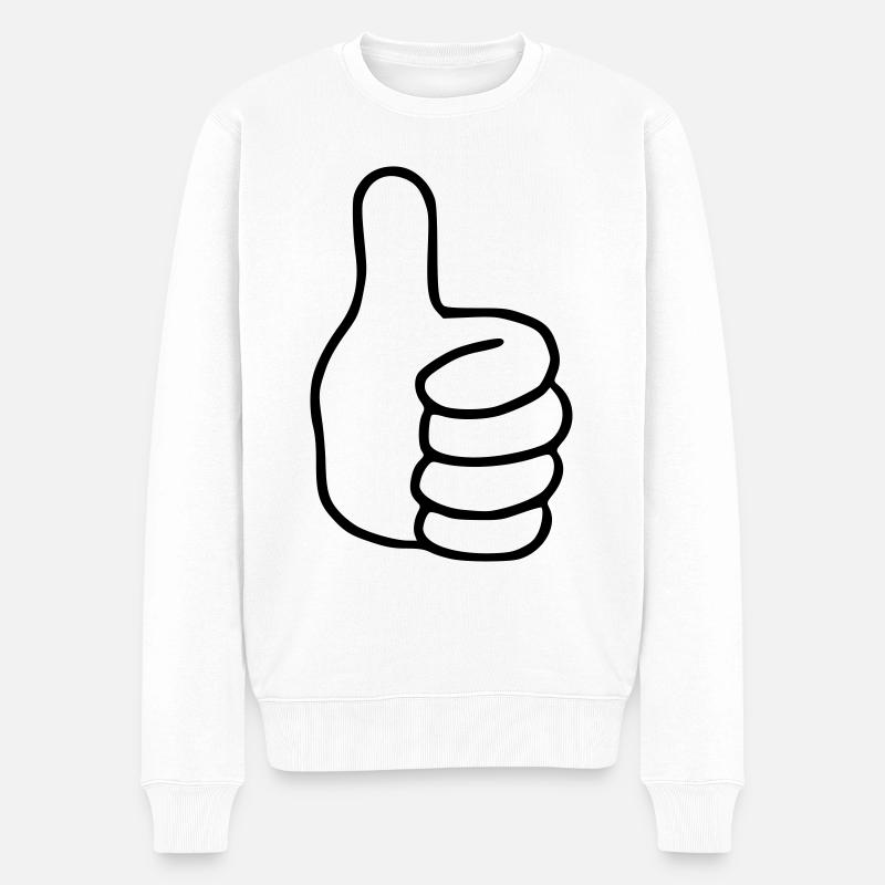 Emoji Daumen hoch Skizze schwarz - Männer Premium Bio Pullover - Weiß
