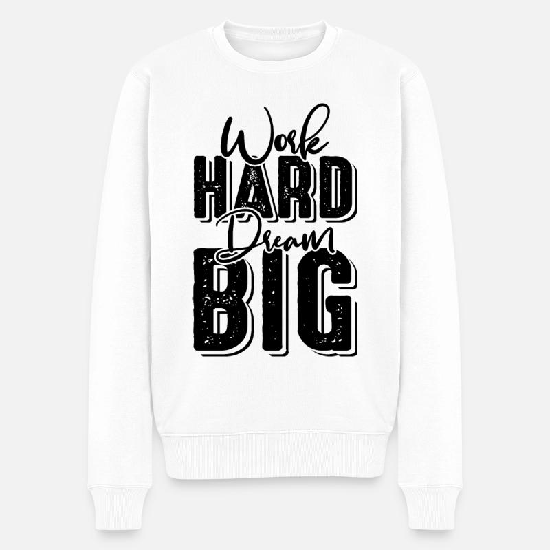 work hard dream - Pull Premium bio Homme - blanc