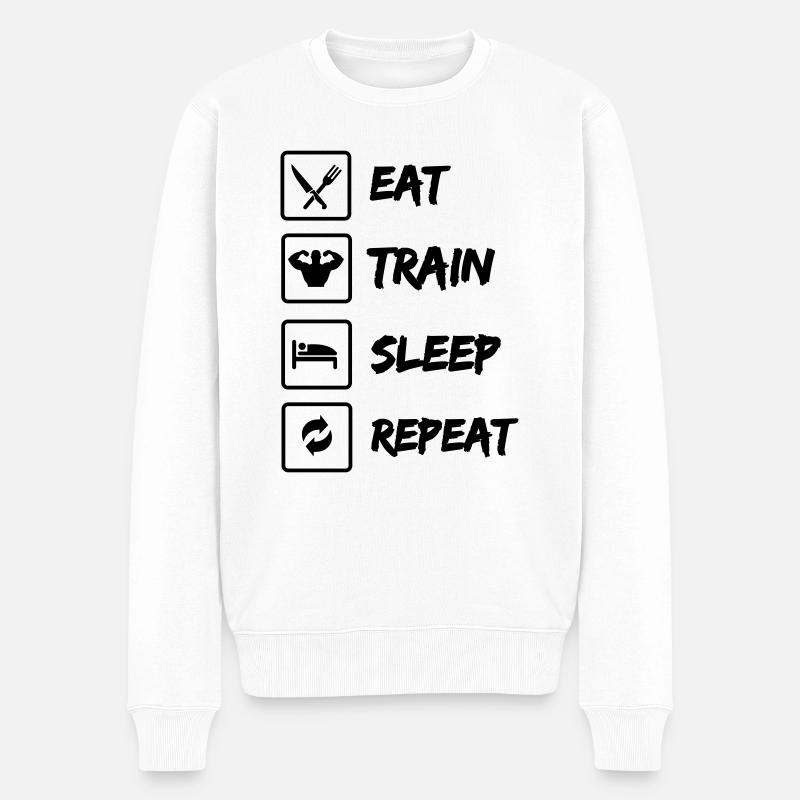 Manger Train Dormir Répéter - Pull Premium bio Homme - blanc