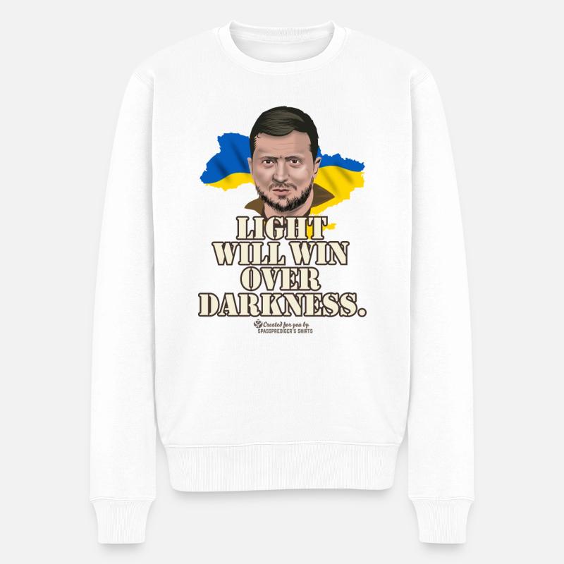 Zelenskyi Cite Lumière et Ténèbres - Pull Premium bio Homme - blanc