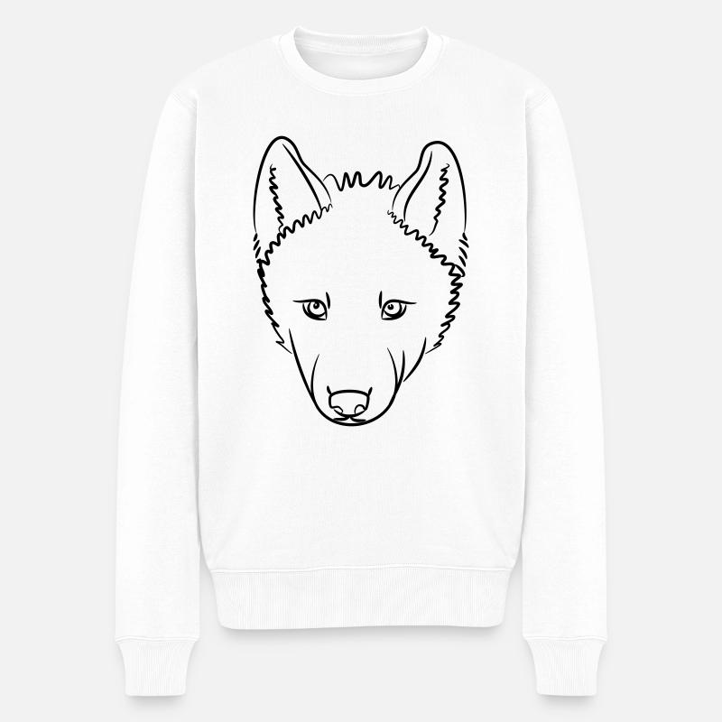 Wolf - Männer Premium Bio Pullover - Weiß