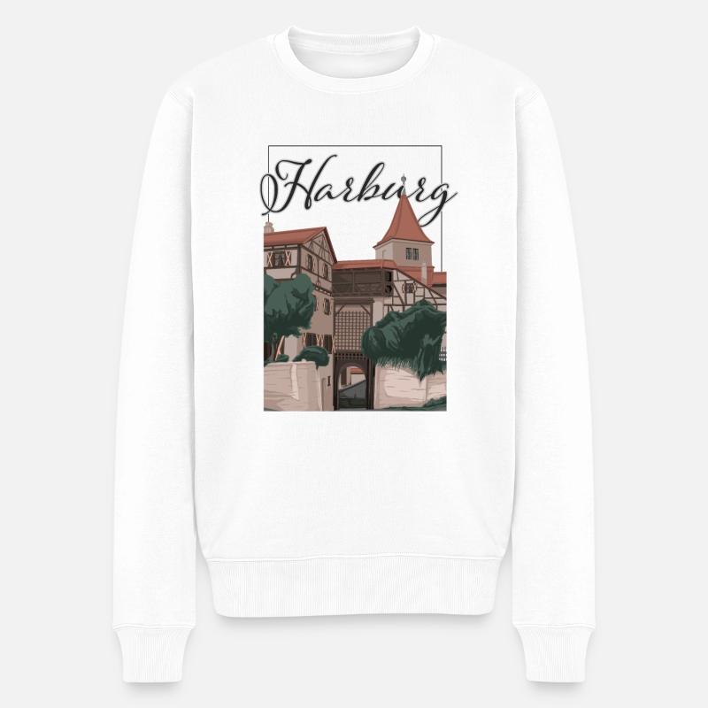 Illustration // Harburg // Burg - Männer Premium Bio Pullover - Weiß