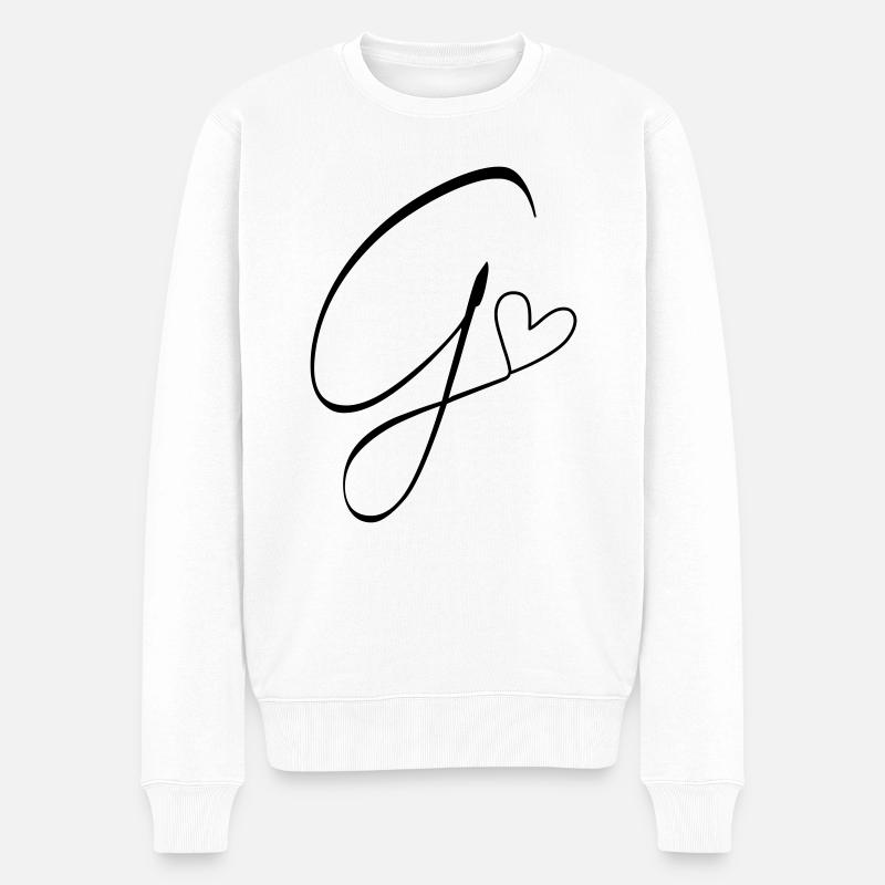 Buchstabe G Buchstabe-G Kalligrafie - Männer Premium Bio Pullover - Weiß