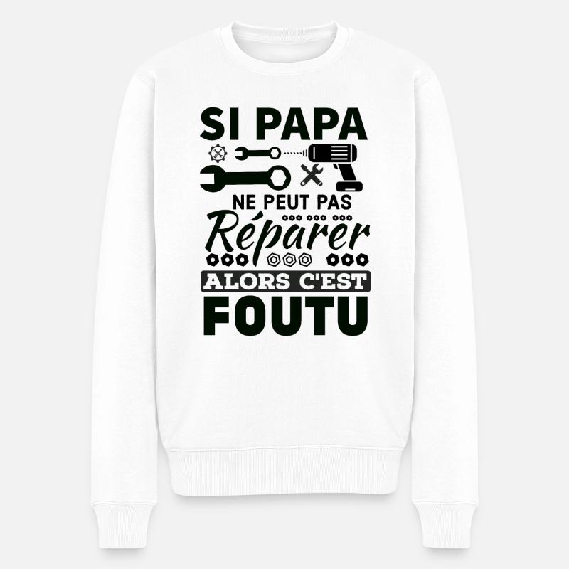Papa génie du bricolage - Pull Premium bio Homme - blanc