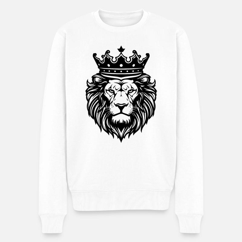 Löwe Löwenkopf Raubtier - Männer Premium Bio Pullover - Weiß