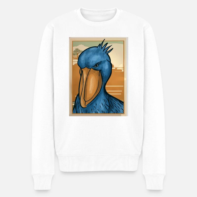 Schuhschnabel Vogel Ornithologe Wald I Geschenk - Männer Premium Bio Pullover - Weiß