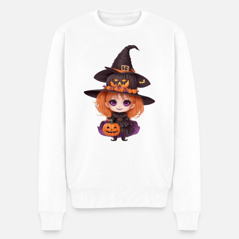 Helloween Kürbis Hexe - Männer Premium Bio Pullover - Weiß