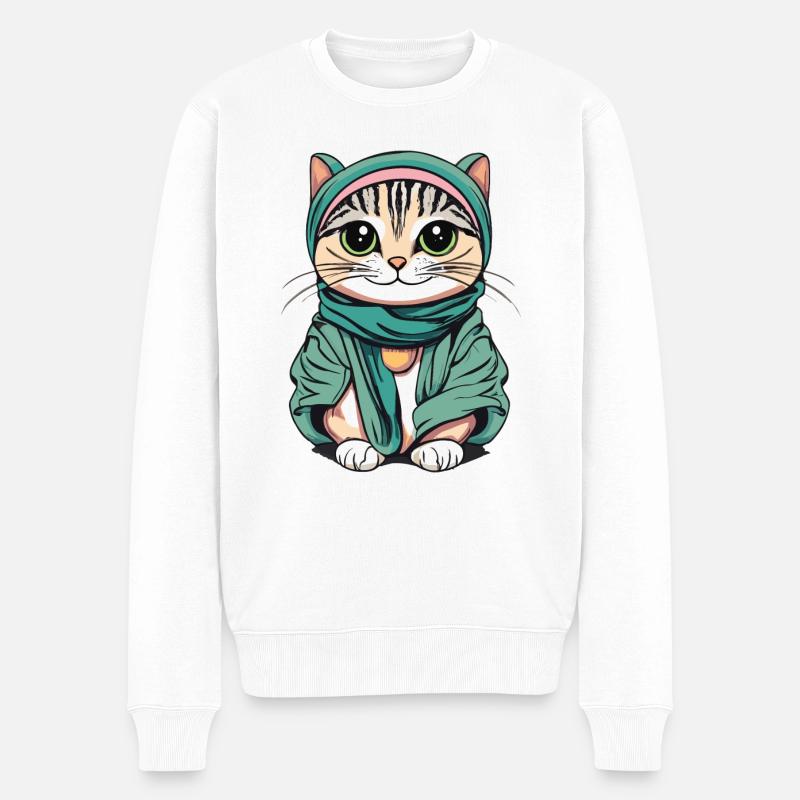 Kopftuch - Männer Premium Bio Pullover - Weiß