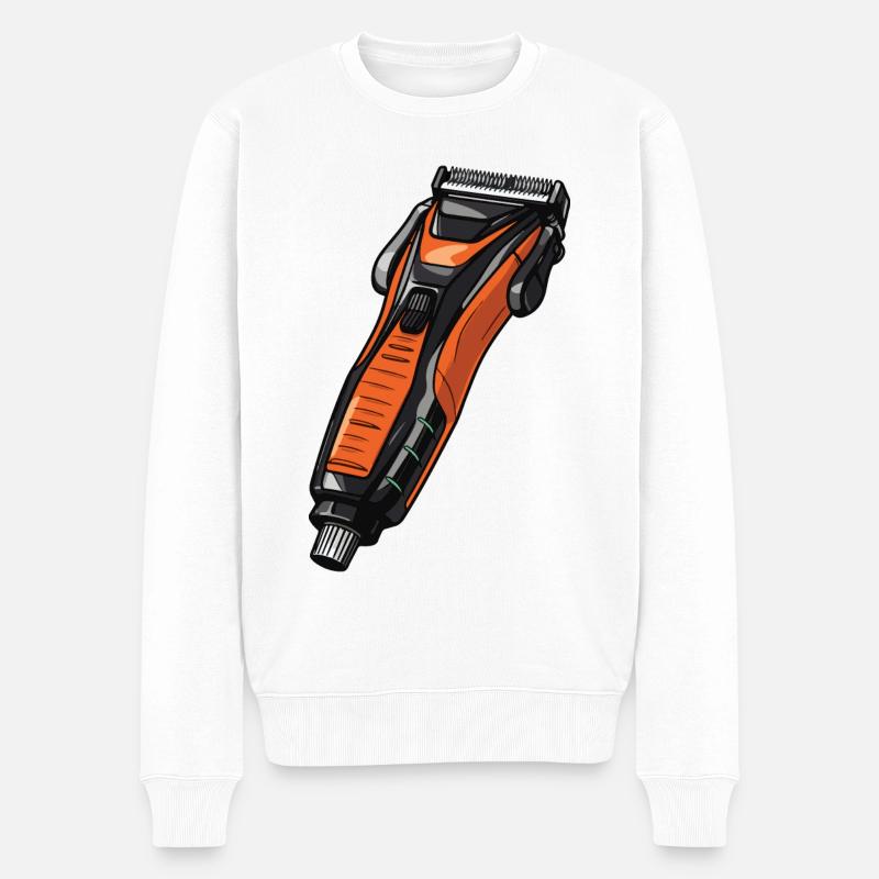 Haarschneidemaschine Barber - Männer Premium Bio Pullover - Weiß