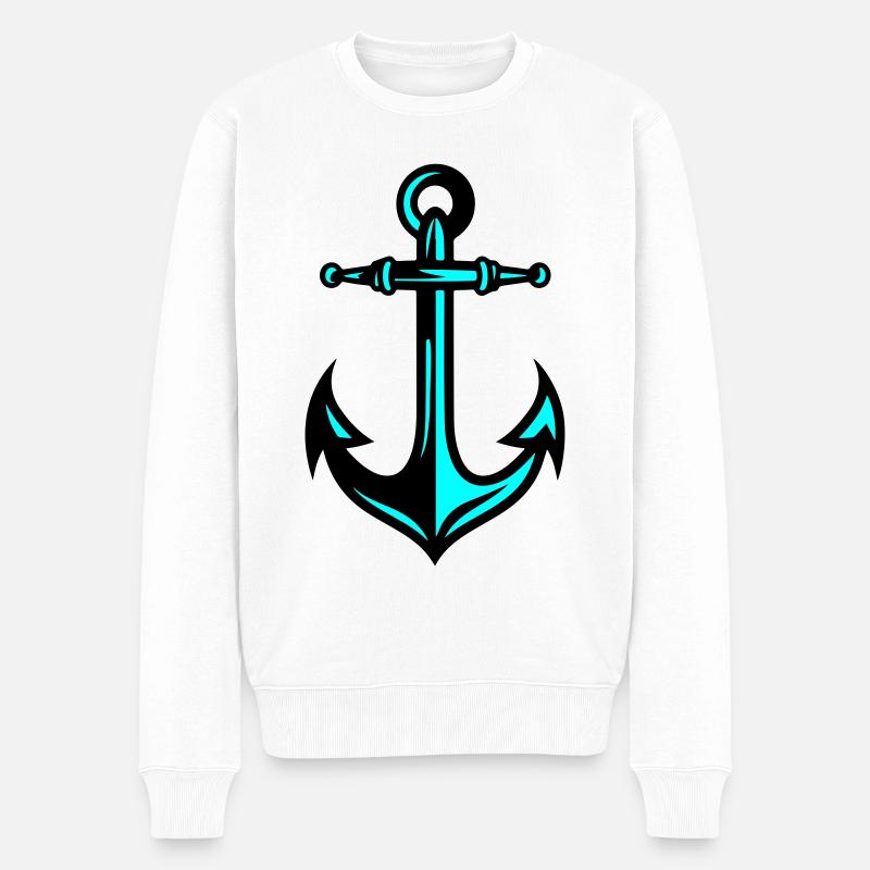 Anker Symbol - Männer Premium Bio Pullover - Weiß