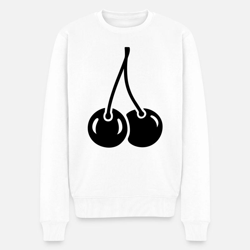Kirsche - Männer Premium Bio Pullover - Weiß