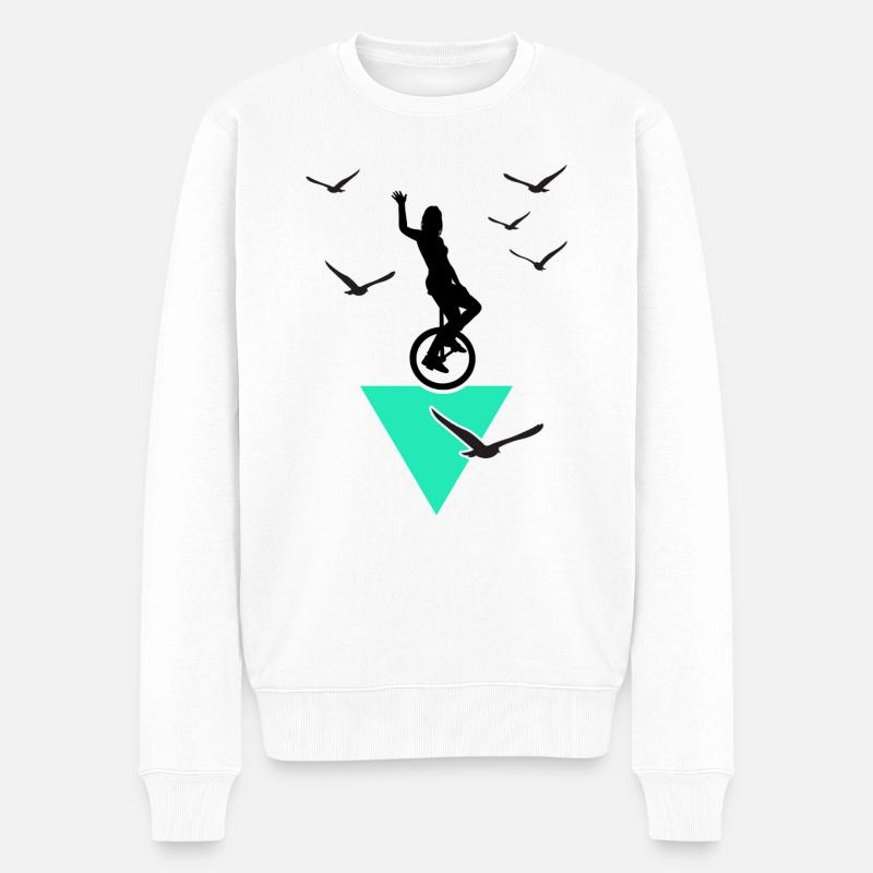 Einrad Einradfahren Einradartist Unicycle - Männer Premium Bio Pullover - Weiß