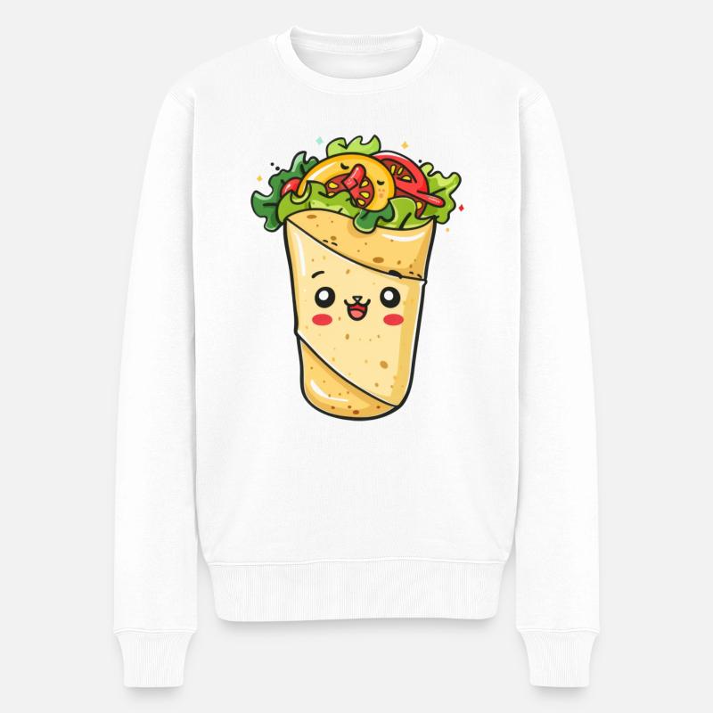 Süßes Burrito Comic - Männer Premium Bio Pullover - Weiß