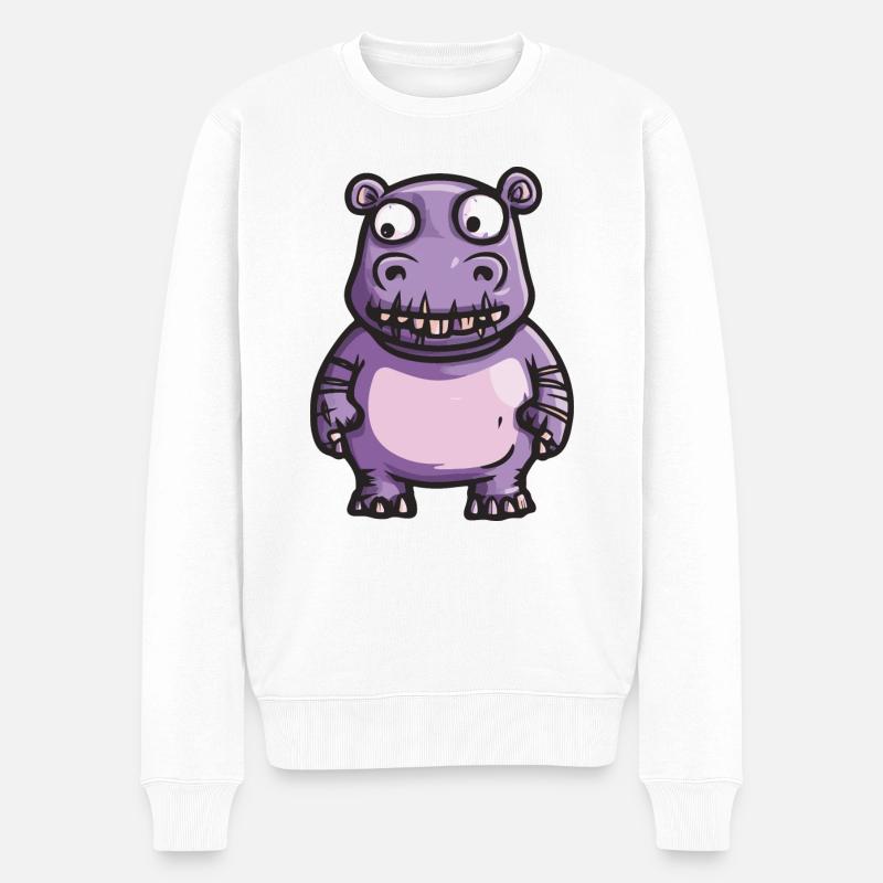 Nilpferd Halloween Comic Lustig - Männer Premium Bio Pullover - Weiß