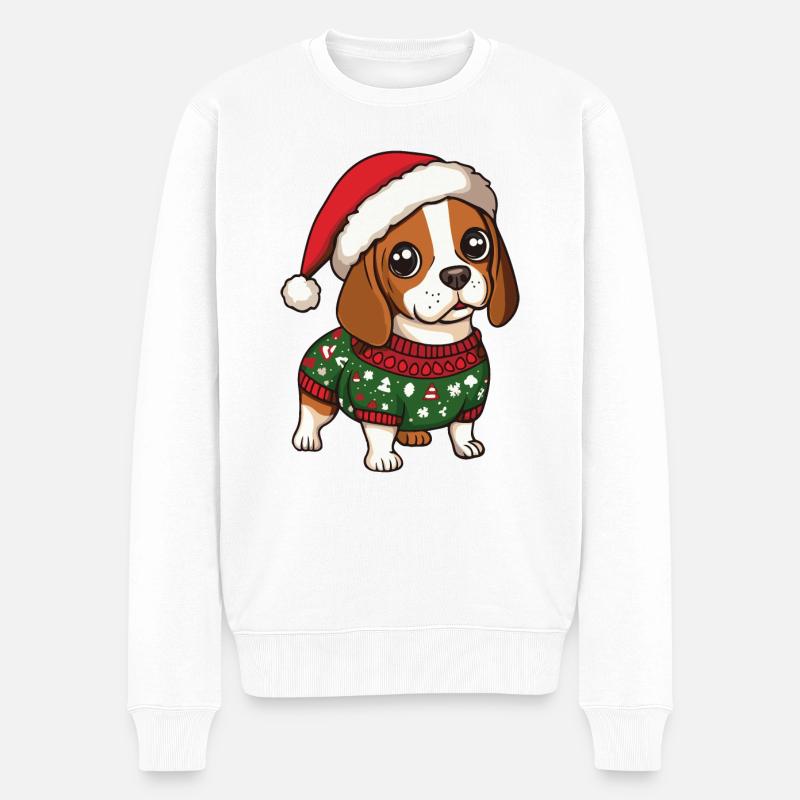 Beagle Hund Weihnachten - Männer Premium Bio Pullover - Weiß