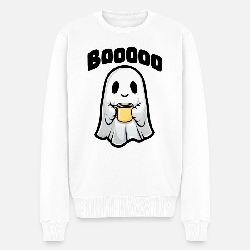 Süßer Geist mit Tasse - Männer Premium Bio Pullover - Weiß