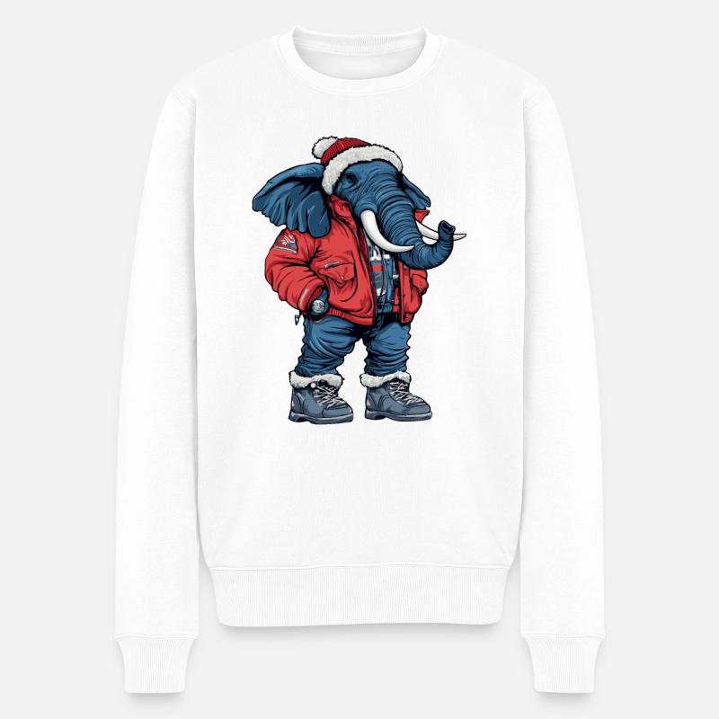 Éléphant Mode Hiver - Pull Premium bio Homme - blanc