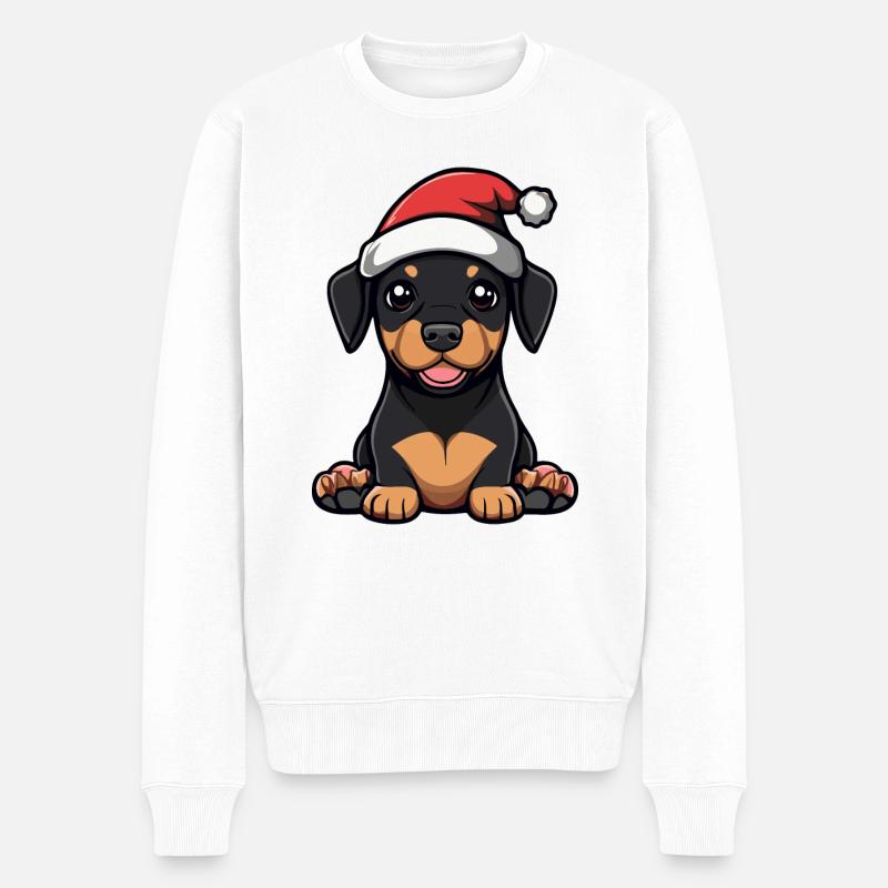 Dobermann Hund Weihnachten - Männer Premium Bio Pullover - Weiß