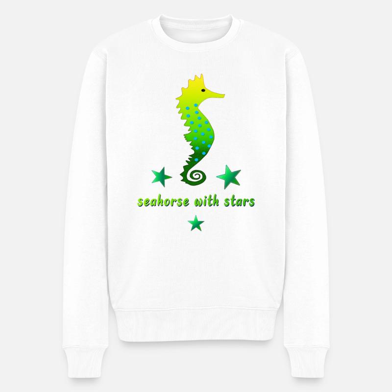 Hippocampe vert avec astérisque - Pull Premium bio Homme - blanc