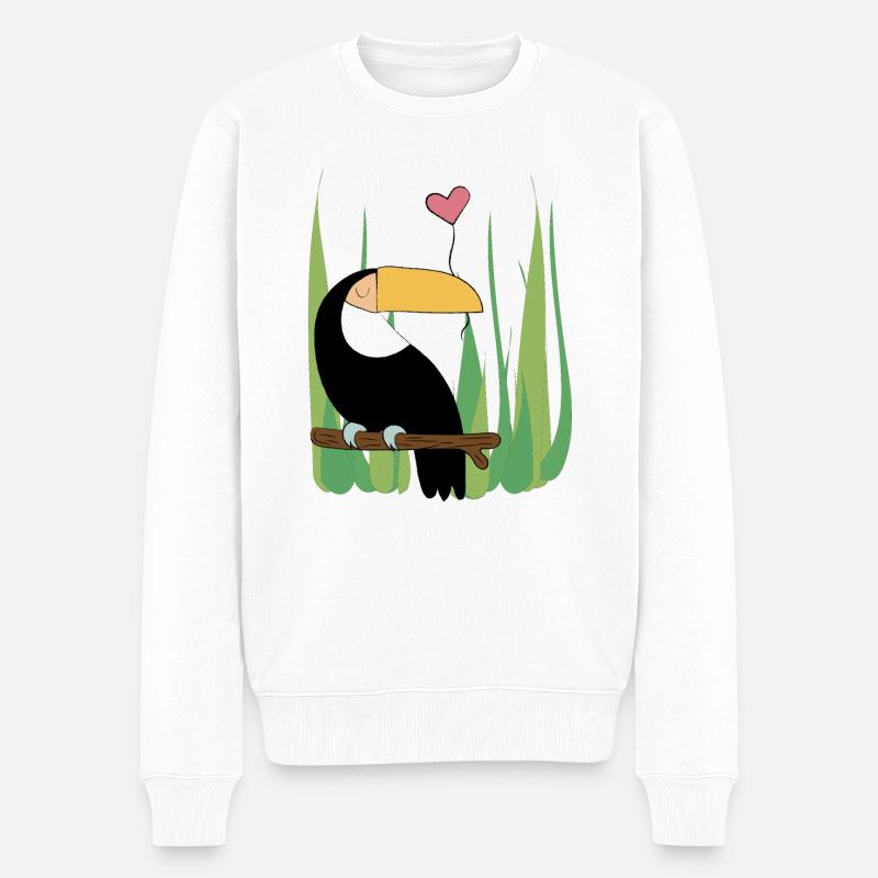 Kakadu mit Herz - Geschenkidee - Geschenk - Männer Premium Bio Pullover - Weiß