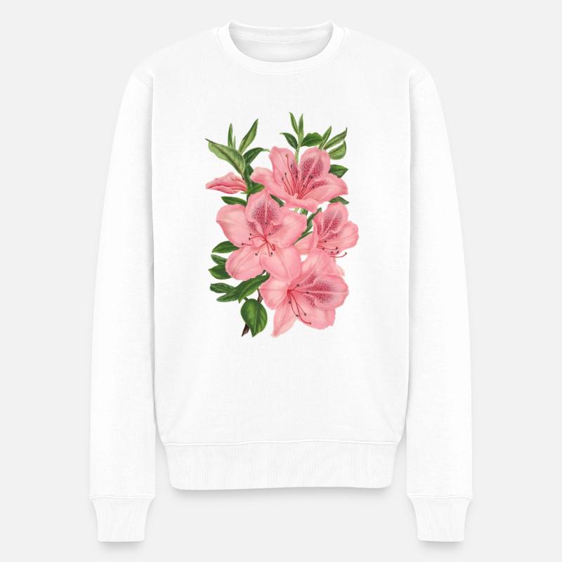 fleurs roses - Pull Premium bio Homme - blanc